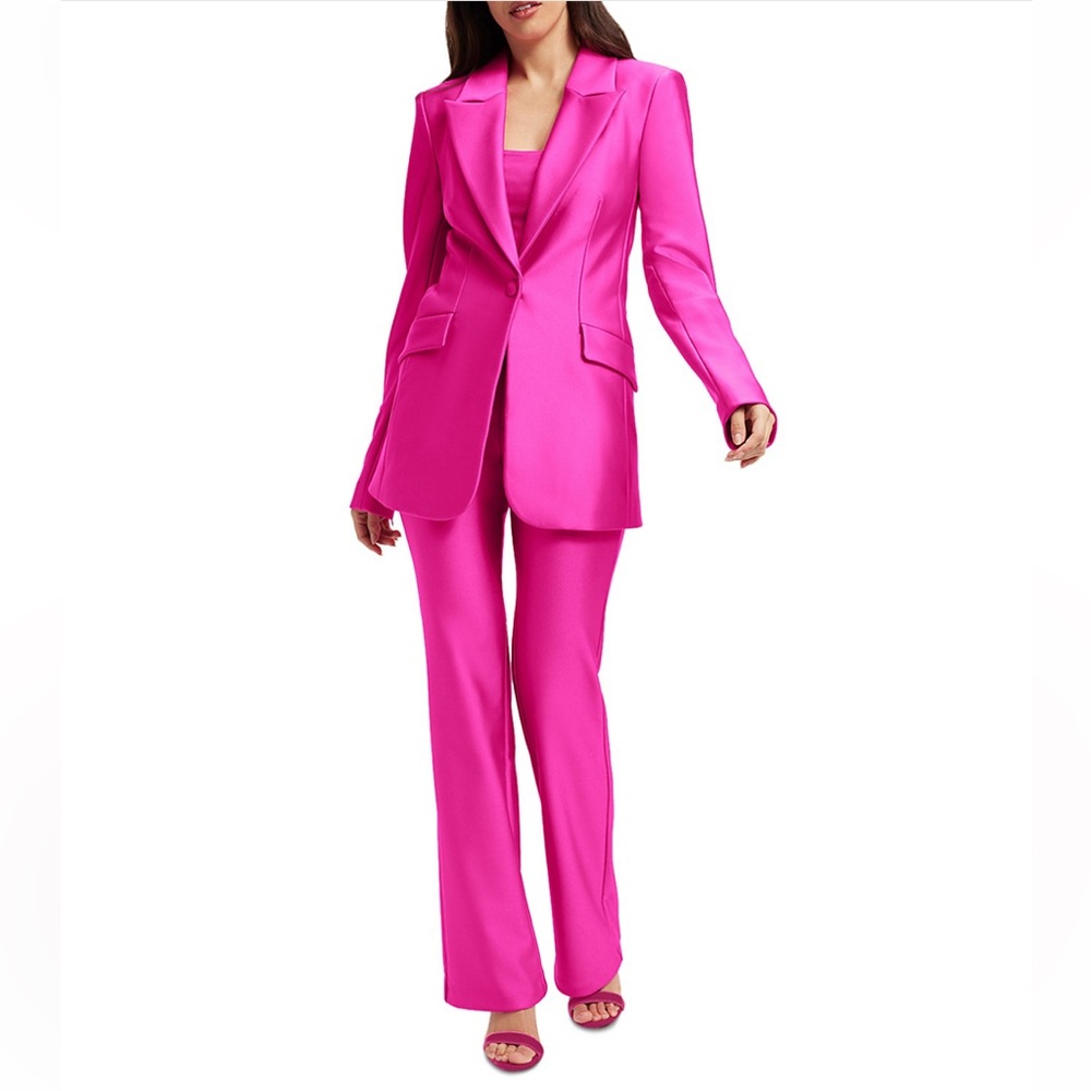 Good American Compression Shine 3PC Suit Set Fuchsia Pink